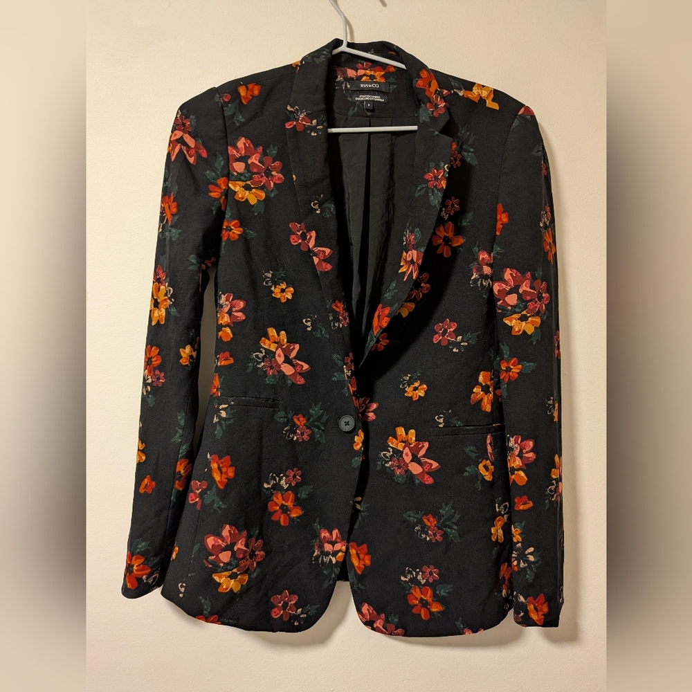 RW&CO. Black and Orange Floral Blazer